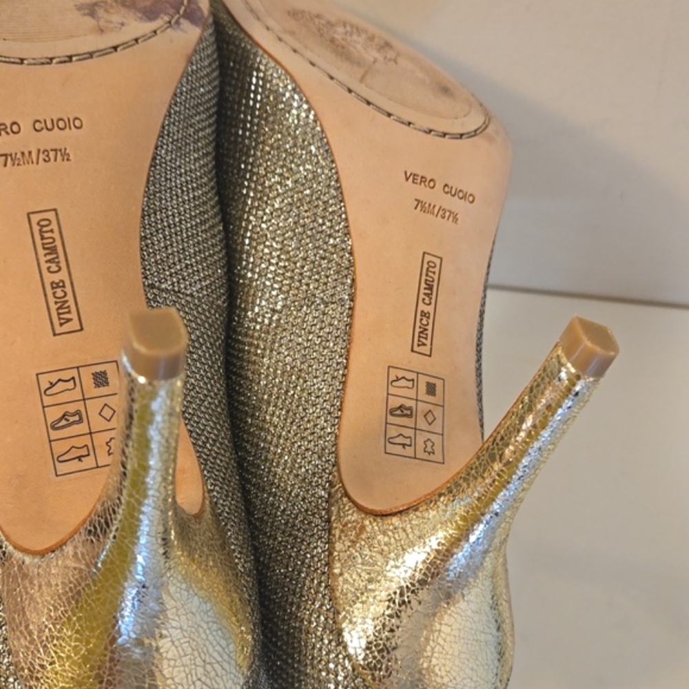 Vince Camuto Kiley Peep Toe Flash Gold Glitter Heels 7.5 EUC - Picture 8 of 12
